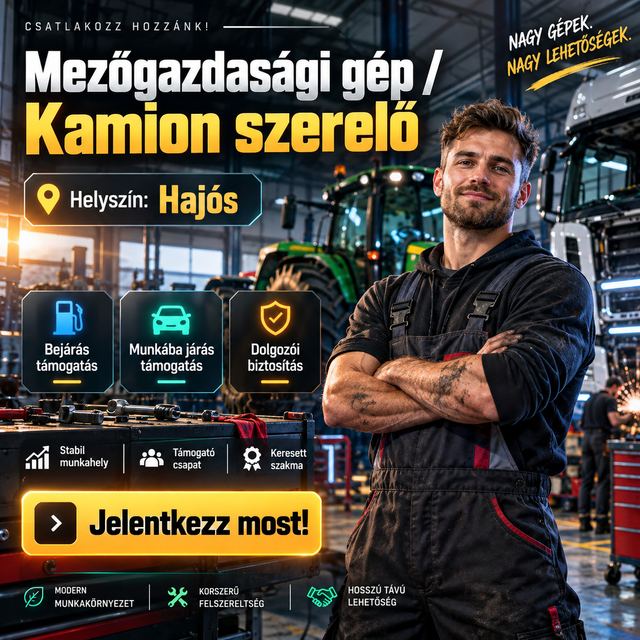 Álláshirdetés képe: Mezőgazdasági gép/Kamion szerelő